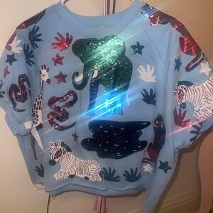 QUEEN OF SPARKLES Blue Holographic Sweatshirt